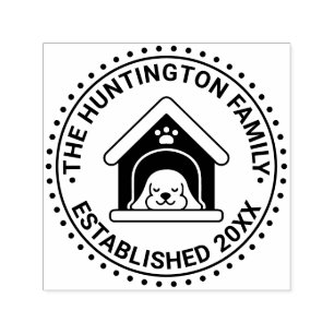 Schlafender Hund im Hundehaus Familienname Datum G Permastempel