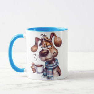 Schlafender Hund mit Kaffeetasse