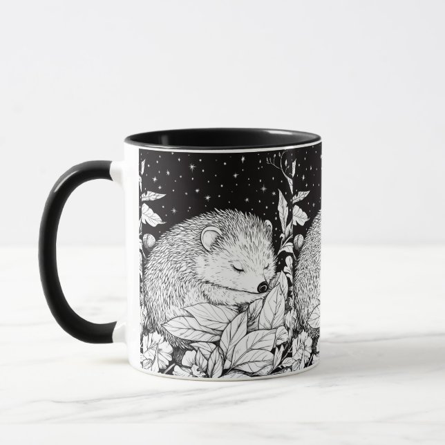 Schlafender Igel Herbst Laub Sternenhimmel Tasse (Links)