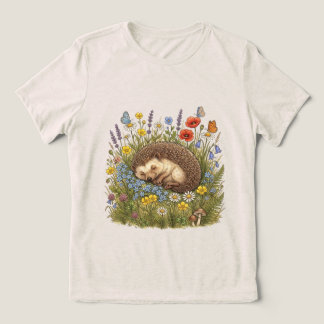 Schlafender Igel in Wildblumenwiese Ästhetik Tri-Blend Shirt