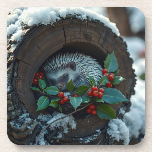 Schlafender Igel liebt Weihnachten immer noch Getränkeuntersetzer