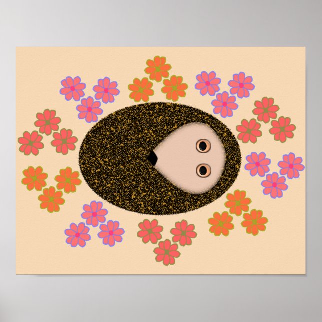 Schlafender Igel und Blumen Poster (Vorne)
