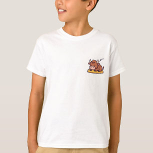 Schlafender kleiner Bullen Heubett Illustration Ki T-Shirt
