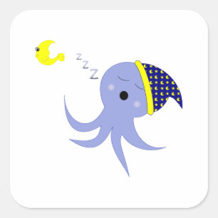 Schlafender Oktopus Quadratischer Aufkleber