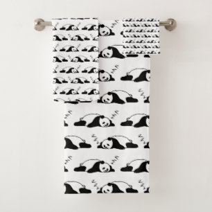 Schlafender Panda ZZZ Bärenliebhaber Fauler Schlaf Badhandtuch Set