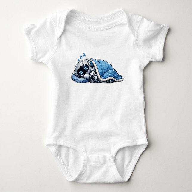 schlafender Roboter Baby Strampler (Vorderseite)