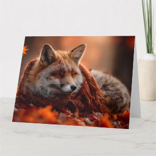 Schlafender Rotfuchs in einem gemütlichen Herbstsc Karte