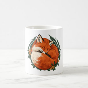 Schlafender Rotfuchs mit Wald farnen Kaffeetasse