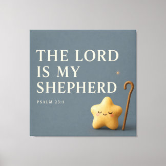 Schlafender Stern | Psalm 23:1 | Blau Grau Leinwanddruck