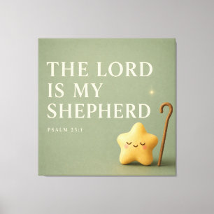 Schlafender Stern Psalm 23:1 Olivgrün Leinwanddruck