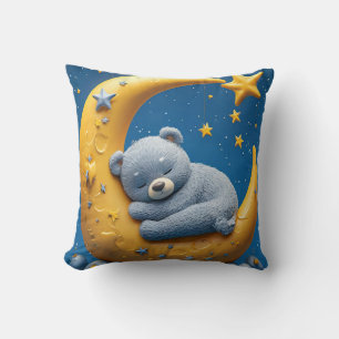 Schlafender Teddybär auf zunehmendem Mond Kissen