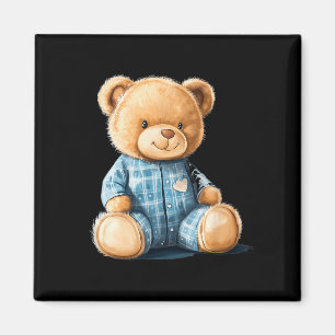 Schlafender Teddybär in süßem Pyjama-Outfit Magnet