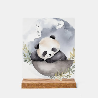 Schlafender Wasserfarben-Baby-Panda-Bär Acrylschild