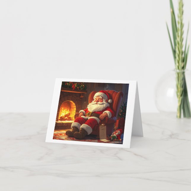 Schlafender Weihnachtsmann Dankeskarte (Vorderseite)