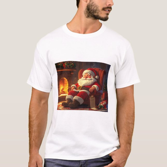 Schlafender Weihnachtsmann T-Shirt (Vorderseite)
