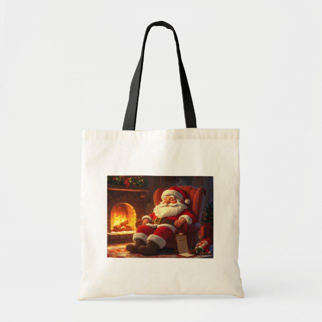 Schlafender Weihnachtsmann Tragetasche (Vorne)