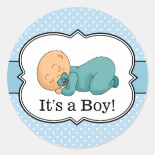 Schlafendes Baby Es ist ein Junge Klassischer Rund Runder Aufkleber