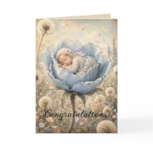 Schlafendes Baby in blauer Blume Herzlichen Glückw