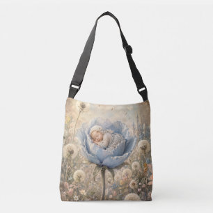 Schlafendes Baby in blauer Blume Tragetaschen Mit Langen Trägern