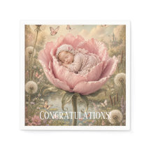 Schlafendes Baby in rosa Blume Herzlichen Glückwun