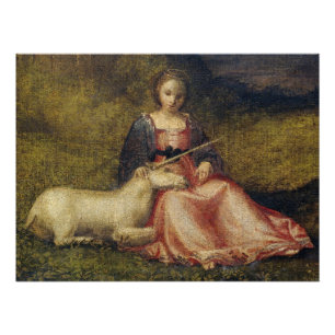 Schlafendes Einhorn Antik Mystisch Renaissance Ita Poster