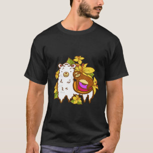 Schlafendes Faultier Lama Blumen Süße Alpaka Tier T-Shirt
