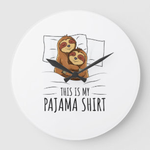 Schlafendes Faultier Liebhaber Pyjama T-Shirt Große Wanduhr