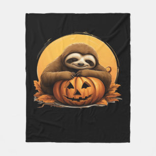 Schlafendes Faultier und Halloween-Kürbis Klassisc Fleecedecke