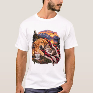 Schlafendes Hund- und Katzen-Leben ist besser zusa T-Shirt