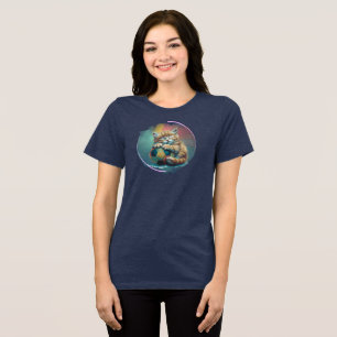 Schlafendes Kätzchen mit Fußball – Süßer Sportlieb Tri-Blend Shirt