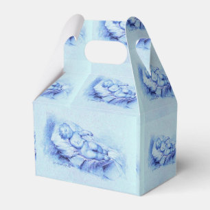 SCHLAFENDES KIND, BLAUER JUNGEN-BABYPARTY GESCHENKSCHACHTEL