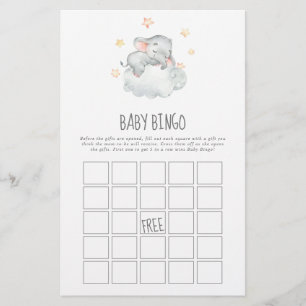 Schlafendes kleines Elefant Mädchen Baby Bingo Spi Flyer