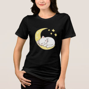 Schlafendes Mondkätzchen Tri-Blend Shirt