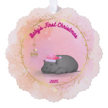 Schlafendes Nilpferdbaby - Papierornament