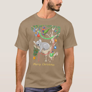 Schlafendes Weihnachtskoala und Lorikeets T-Shirt