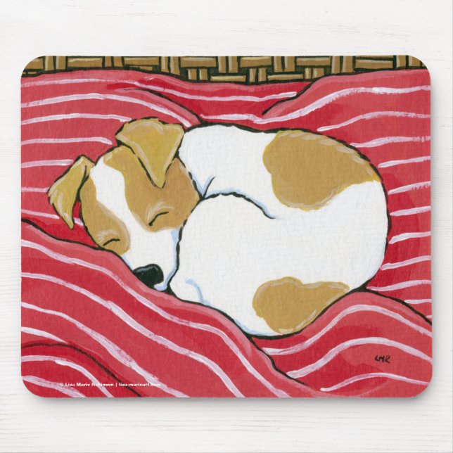 SchlafenJack-Russell-Welpen-Hundekunst Mousepad (Vorne)