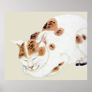 Schlafenjapanischer Katzen-Kunst-Plakat-Druck Poster