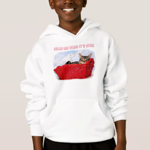 Schlafenkätzchen im hellen roten Korb Hoodie