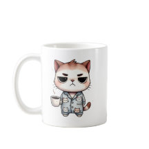 Schläfenkatze mit Kaffee, Grumpy Kitten, Pajama Ca