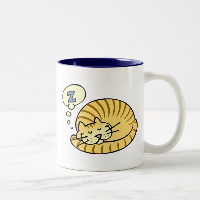 Schlafenkatze Zweifarbige Tasse (Rechts)