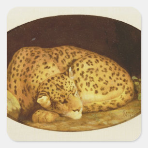 Schlafenleopard George-Stubbs  , 1777 (Email an Quadratischer Aufkleber