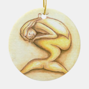 Schlafenmeerjungfrau-Goldweihnachtsverzierung Keramik Ornament