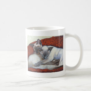 Schlafensiamesische Katzen-Kunst Kaffeetasse