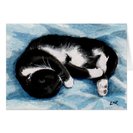 SchlafenSmokings-Katze Paiting Anmerkungs-Karte Karte