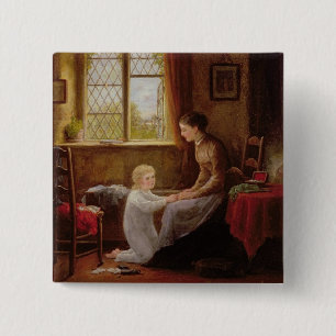 Schlafenszeit, 1890 (Öl auf Platte) Button