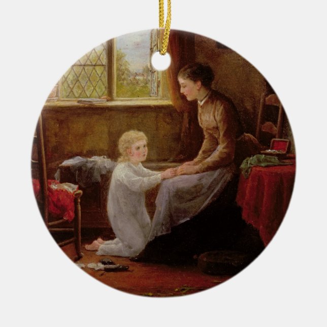 Schlafenszeit, 1890 (Öl auf Platte) Keramikornament (Vorne)
