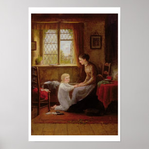 Schlafenszeit, 1890 (Öl auf Platte) Poster