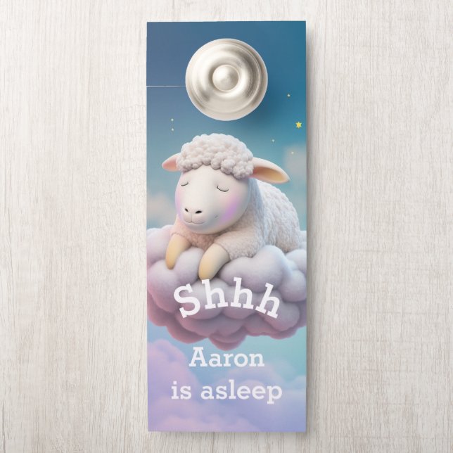 Schlafenszeit für ein Baby Lamm Türanhänger (Auf Knauf)