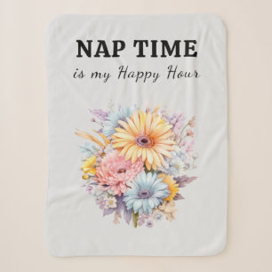 Schlafenszeit Happy Hour Blumen schwarz Sherpadecke