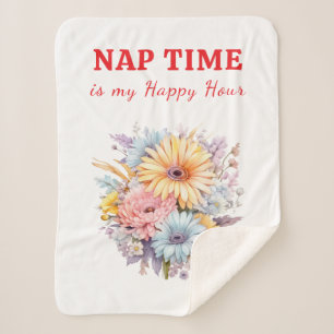 Schlafenszeit Happy Hour Blumen weiß rot Sherpadecke